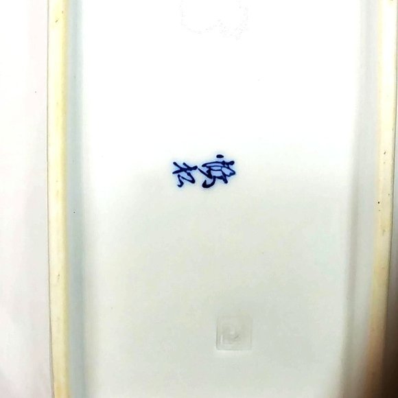 Trinket Serving Tray White Blue Floral Ceramic Chop Mark Vintage 8" - Picture 5 of 7